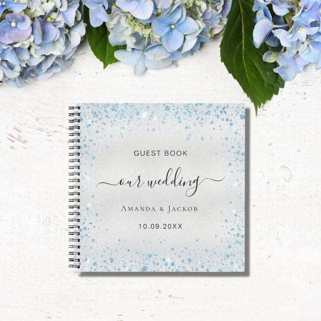 Guest book wedding silver blue glitter (Creator Uploaded)