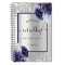 Guest book wedding silver navy blue florals