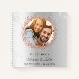 Guest book wedding silver rose gold glitter photo