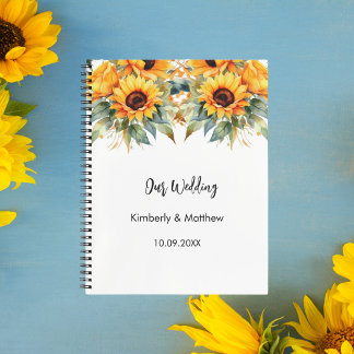 Guest book wedding sunflowers watercolor