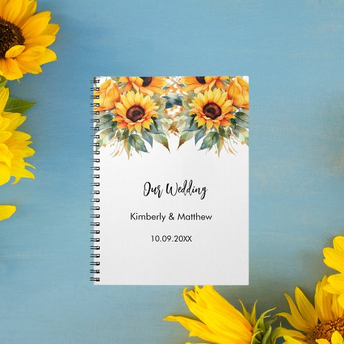 Guest book wedding sunflowers watercolor fall