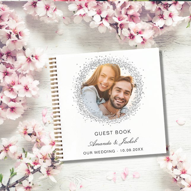 Guest book wedding white silver photo (Creator Uploaded)