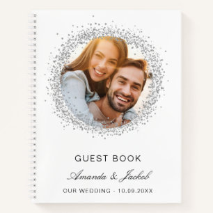 Guest book wedding white silver photo