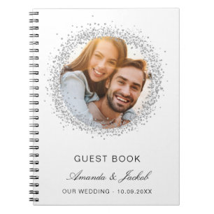 Guest book wedding white silver photo