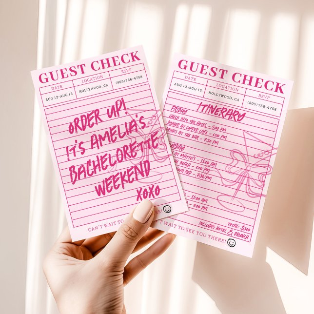 Guest Check Bachelorette Cocktails Weekend Invitation (Creator Uploaded)