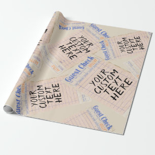 Guest Check Custom Personalized Gift Wrapping Paper