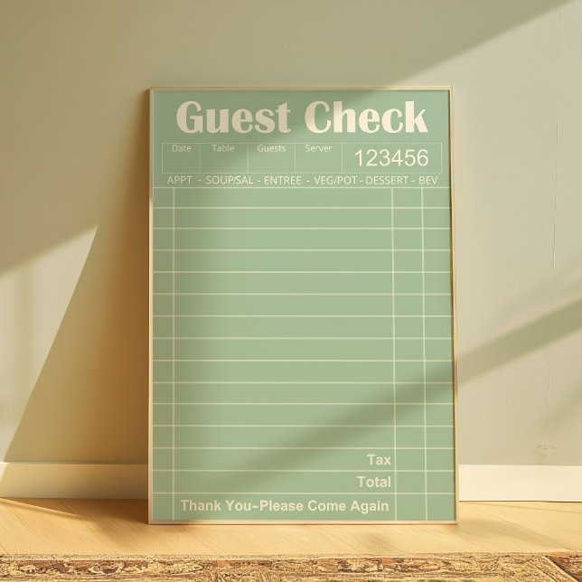  Guest Check Kitchen Wall Art Trendy Poster (Guest Check)