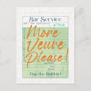 Guest Check Receipt Champagne Pop the Bubbly Postcard