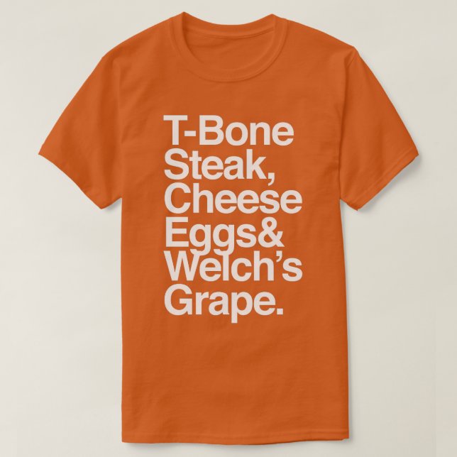 Guest Check TBone Steak Cheese Eggs Welchs Grape T T-Shirt (Design Front)