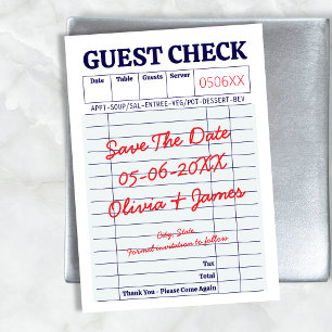 Guest Check Unique Fun Whimsical Handwritten Save The Date