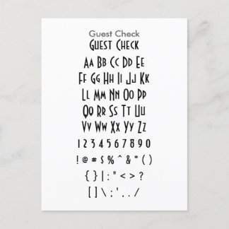 Guest Check - Zazzle Font Sampler Sheet Postcard