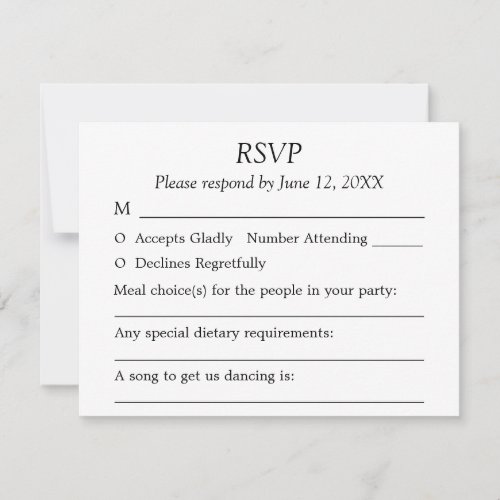 Guest Choices Elegant Minimalist Wedding RSVP Card