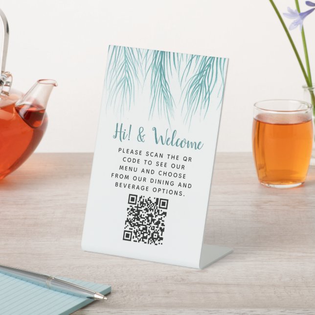 Guest contactless QR code menu palm Pedestal Sign (In SItu)