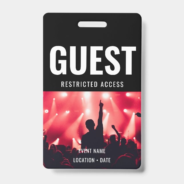 Guest Custom Event or Concert Name  Badge (Front)