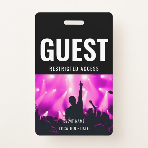 Guest Custom Name All Access Pass ConcertStaff Cus Badge