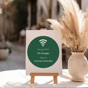 Guest customer wifi network password emerald green classic round sticker