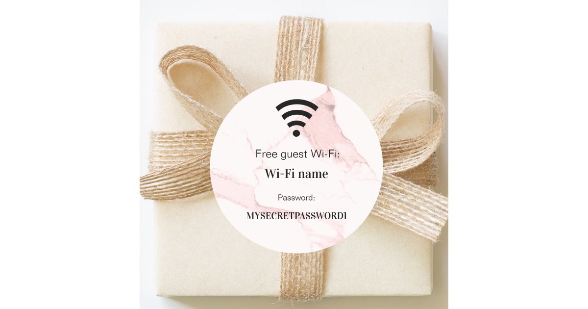 Internet Password Sticker Guest customer wifi network password pin marble classic round sticker ...