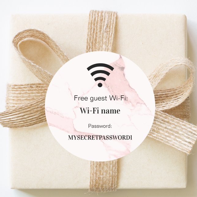 Guest customer wifi network password pin marble classic round sticker (Creator Uploaded)