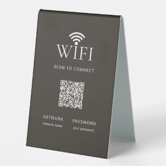Guest Customer WiFi Network Password QR Code Brown Table Tent