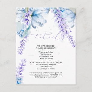 GUEST DETAILS Dusty Blue and Lavender Flowers Enclosure Card