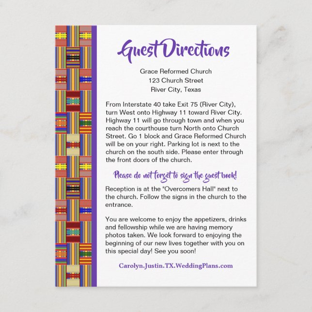 Guest Directions African Kente K45 Enclosure Card (Front)