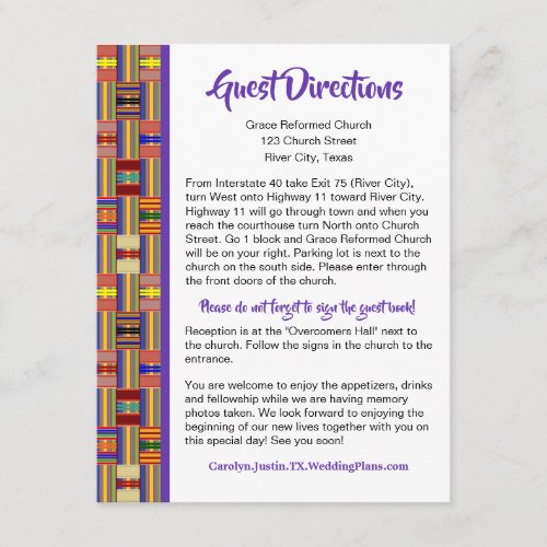 Guest Directions African Kente K45 Enclosure Card