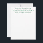 Guest Entertainment Cards<br><div class="desc">Make lasting memories from your wedding,  give your guests something to bond over at their tables and have a few laughs.  These question cards are perfect for your fun wedding.  See our other questions cards for a variety at each guest table at your wedding.</div>