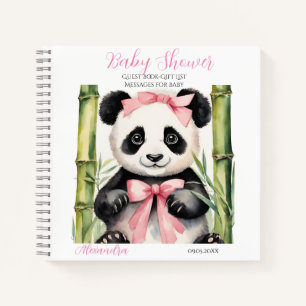 Guest Gift List Baby Panda Bear Girl Baby Shower Notebook