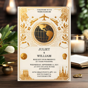 Guest Golden Ticket Passport Boarding Pass Wedding Invitation