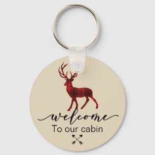 Guest House Rental Property Vacation Cabin Welcome Keychain