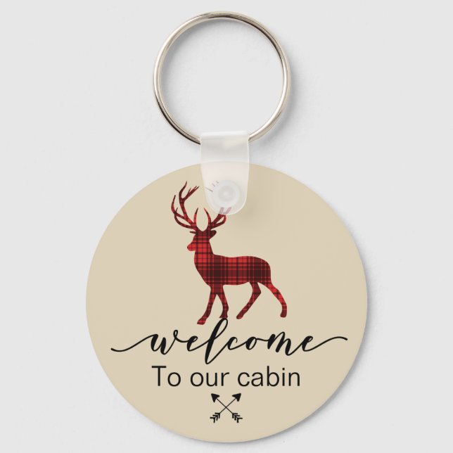 Guest House Rental Property Vacation Cabin Welcome Keychain (Front)