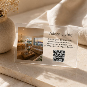 Guest House Vacation Rental Custom Picture QR Code Clear Business Cards