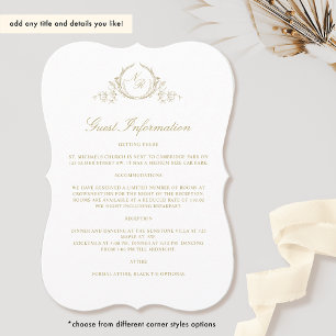 Guest Information Card Elegant Champagne Monogram