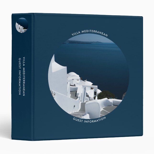 Guest Information Holiday Rental Welcome Pack Blue 3 Ring Binder (Front/Spine)