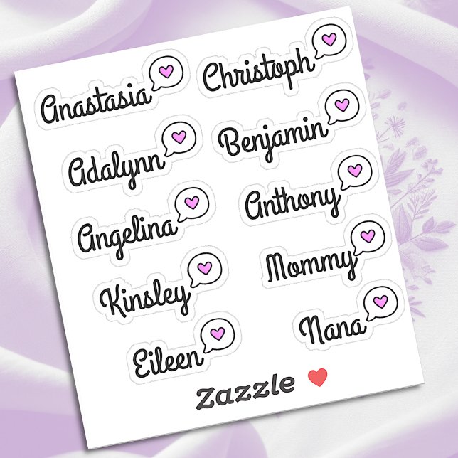 Guest List 10 Names Funny Fun Purple Speech Bubble Sticker (Creator Uploaded)