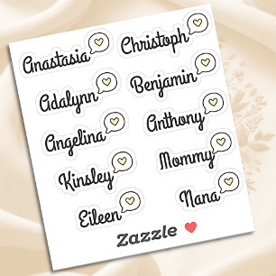 Guest List 10 Names Funny Fun Yellow Speech Bubble Sticker