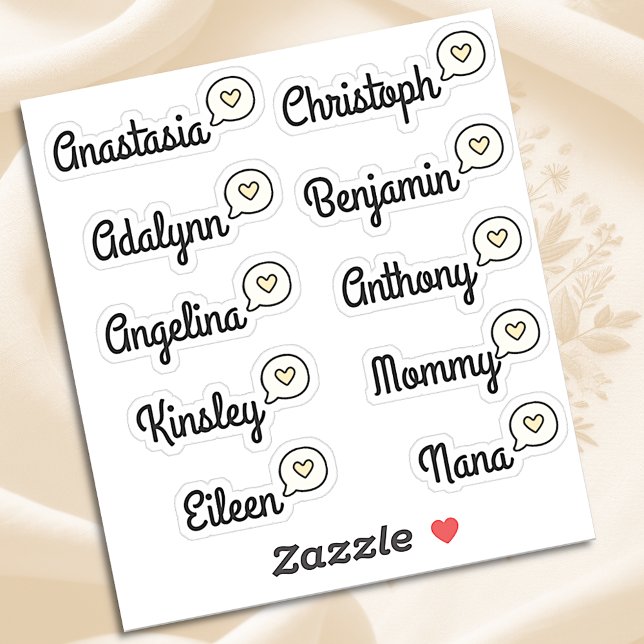 Guest List 10 Names Funny Fun Yellow Speech Bubble Sticker (Creator Uploaded)