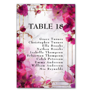 💍Guest list on both sides Fuchsia Enchantment  Table Number