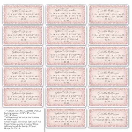 Guest Mailing Address Labels Pink Glitter Ombre | Zazzle