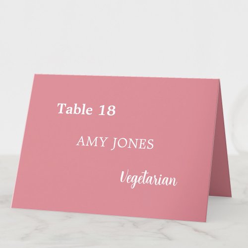 Guest Name Meal Choice Blush Pink Place Card