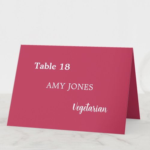 Guest Name Meal Choice Cherry Magenta Place Card