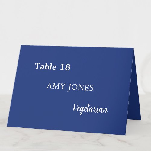 Guest Name Meal Choice Dark Blue Place Card