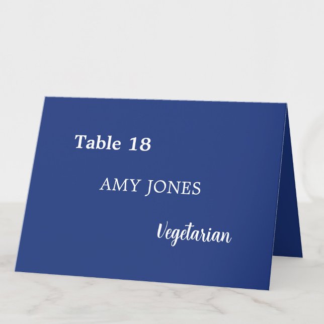 Guest Name Meal Choice Dark Blue Place Card (Creator Uploaded)