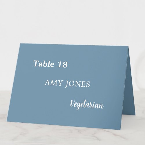 Guest Name Meal Choice Dusty Blue Place Card