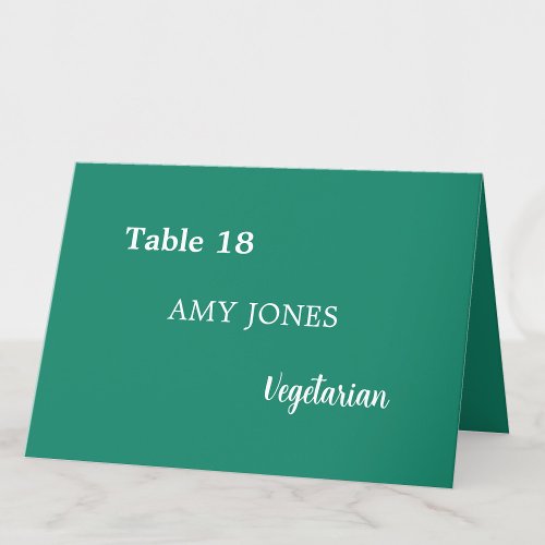 Guest Name Meal Choice Emerald Green Place Card