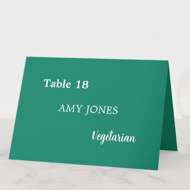 Guest Name Meal Choice Emerald Green Place Card (Creator Uploaded)