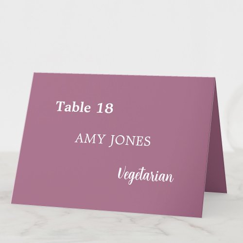 Guest Name Meal Choice Mauve Place Card