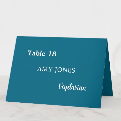 Guest Name Meal Choice Turquoise Blue Place Card