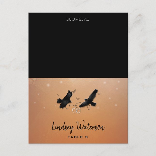 Guest Name Printed Table Card Ravens Halloween (Front)