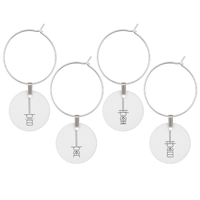 Guest Names as Alien Glyphs Unique White Wine Charm (Staggered)